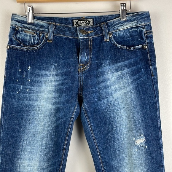 Rerock for Express Jeans Size 8 Distressed/Paint Stretch Skinny - Picture 2 of 14